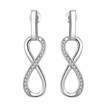 Imagem de Brincos pendentes de zircônia cúbica branca folheados a ouro branco para mulheres, casamentos, festas noturnas, brincos leves, joias de presente para ela