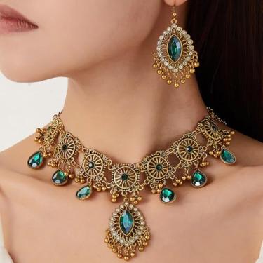 Imagem de Brincos Jhumka indianos Boho para mulheres boho tops vintage conjunto de joias de casamento acessórios tradicionais presentes de Natal presentes de amizade outono moda moda, Medium, Latão, Sem Pedra