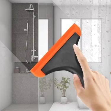 Imagem de Rodo de chuveiro de silicone, limpador de água, rodo pequeno para janela, porta, banheiro, espelho, janela de carro (preto)