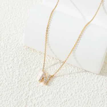Imagem de 1 conjunto de letras A-Z banhado a prata com colar de diamantes para mulheres, colar feminino, joia fina, presente para mamãe, 48.5cm, Cobre, Sem Pedra Preciosa