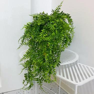 Imagem de Vegetação artificial de samambaia resistente a UV para decoração de pendurar em ambientes internos e externos, parede, casamentos, pátios, varandas, M, comprimento 0,75 metros
