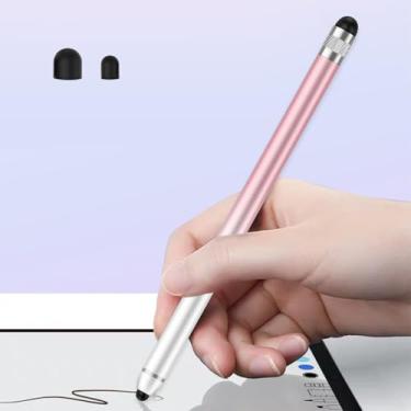 Imagem de Caneta Stylus para telas sensíveis ao toque, caneta capacitiva de ponta dupla com pontas substituíveis – compatível com iPad, iPhone, Android, Samsung, tablets – Caneta gradiente rosa leve para