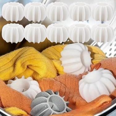Imagem de 10 bolas de silicone para lavanderia reutilizáveis anti-enrolamento roupa bola de limpeza de fiapos acessório para máquina de lavar casa, branco (3 * 4,3 cm)