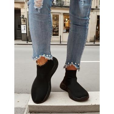 Imagem de Tênis feminino da moda, tênis de corrida, atlético, academia, treino, antiderrapante, atlético, Preto, 38