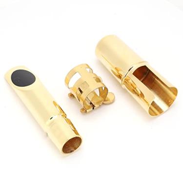 Imagem de XUXHOU Bocal Eb Alto Sax 5C Com Tampas, Acabamento Fino para Tocar Confortável, Acessório de Sax Dourado