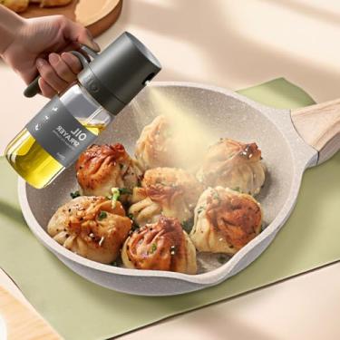 Imagem de Pulverizador de óleo para cozinhar, dispensador de azeite de oliva de vidro de 250 ml com alça para cozinha, churrasco, grelhar, assar, assar, salada, frasco de spray recarregável