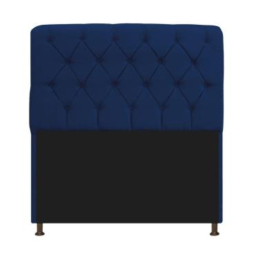 Imagem de Cabeceira Estofada Lady 160 Cm Queen Size Com Capitonê Suede - Doce Sonho Móveis Azul Marinho