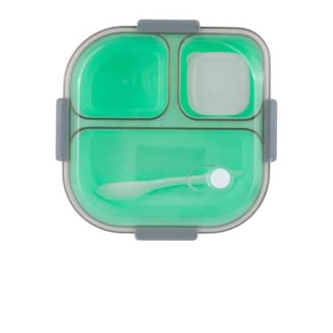 Imagem de Marmita Térmica com 3 Compartimentos, Material PS e PP, 1200ml, Tampa Vedante com Talher, Design Moderno, 19,5x19,5x6cm, Cores Sortidas