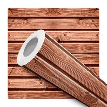 Imagem de Papel De Parede Vinílico Ripas De Madeira Verniz Sala Quarto 12m - DEL