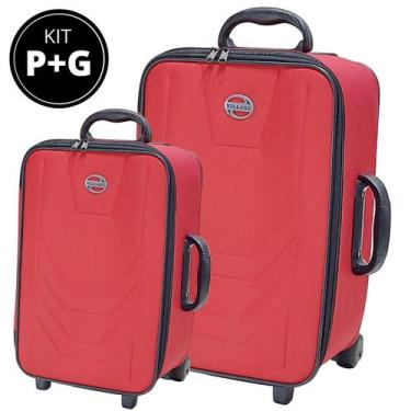 Imagem de Kit 2 Malas de Viagem Pequena de bordo e Grande Village, Vermelho