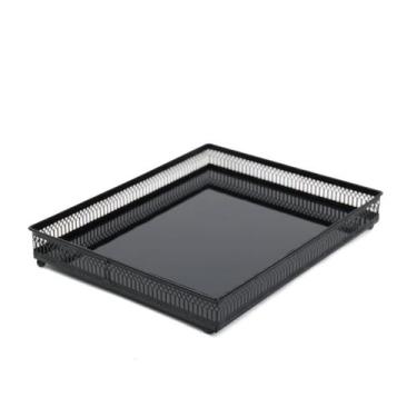 Imagem de Bandeja Italiana Retangular Espelhada Premium Black G Decorativa Jolit