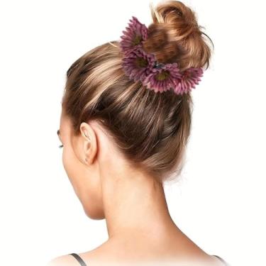 Imagem de Laço de cabelo de girassol para mulheres, corda de cabelo doce, acessórios elásticos para coque de rabo de cavalo