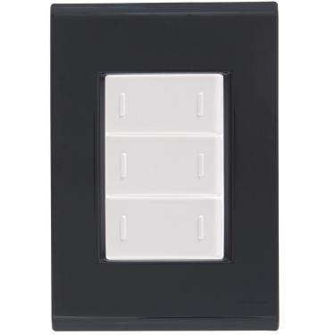 Imagem de Cj Placa Três Interruptor Triplo Liz Grafite Tramontina Completo Pronto Tramontina