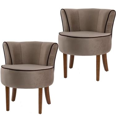 Imagem de Kit 02 Poltronas Ayla Veludo Marrom Claro Gran Belo