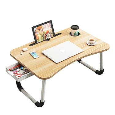 Imagem de Mesa de mesa para laptop, mesa dobrável na cama, bandeja de cama portátil para laptop, mesa de colo com suporte de copo para escrita/leitura, perfeita para laptops de 11 a 17 polegadas, preta (cor de
