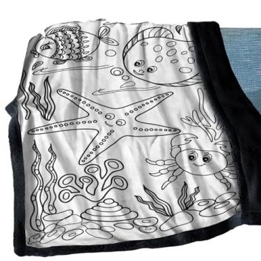 Imagem de Cobertor para colorir, edredom macio e lavável | 150 x 127 cm, lavável, faça você mesmo, cobertor confortável, para adultos, mulheres, adolescentes, cama, viagem, outono, casa, inverno, avião, cadeira