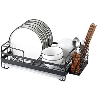 Imagem de BSNANCA Escorredor de pratos - Escorredor de pratos de aço cromado de luxo com suporte de pratos de grande capacidade zhuang94