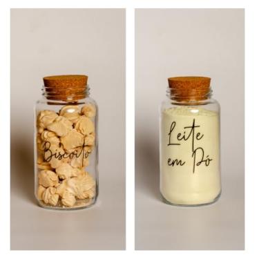 Imagem de Pote de armazenamento cafe Kit Cantinho do Café - ESCOLHA SEU KIT - Potes de Vidro 830 ml com Tampa de Cortiça(Biscoito e Leite em pó)