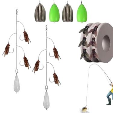 Imagem de Isca de pesca com mosca, iscas compactas de água salgada - Iscas artificiais de vários ganchos para riacho, reservatório, lago, rio, lago, pescadores, pescadores, água salgada, água doce