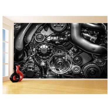 Imagem de Papel De Parede 3D Carro Antigo Motor V8 Mural 3,5M Cxr84 - Você Decor