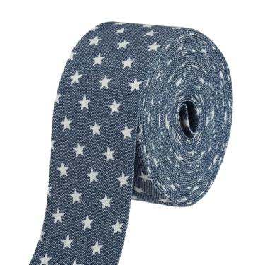 Imagem de PATIKIL Fita jeans de 3,8 cm x 5,5 jardas, fita fina, tecido de veludo jeans, franjas, rolo para artesanato, embrulho de laço, presente de Natal, grampo de cabelo, costura, decorações de festa