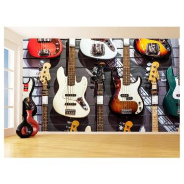 Imagem de Papel De Parede 3D Musica Guitarra Cores Loja 3,5M Mus119 - Você Decor