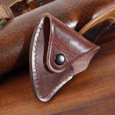 Imagem de Pssopp Capa de Couro para Machado, Ferramenta Protetora de Machado Fácil de Usar Com Botão de Pressão de Metal para Aderência Segura 11 Cm de Comprimento (Marrom)