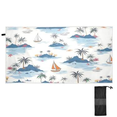 Imagem de ATTX Toalha de praia de palmeiras 76 x 152 cm - Cobertor leve de microfibra resistente à areia de secagem rápida para piscina, ioga, academia e viagens | Esportes de banho de natação multiuso #680