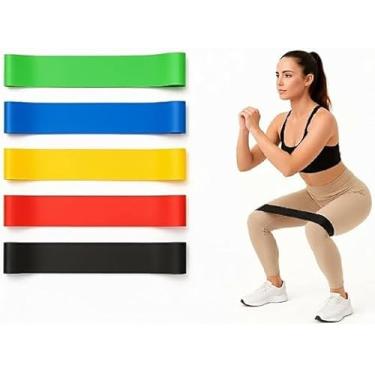 Imagem de Kit 5 Mini Bands Elásticas para Exercícios, Faixas de Resistência Progressiva, Ideal para Musculação, Pilates, Yoga, Fisioterapia