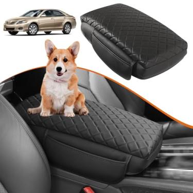 Imagem de OKLSG Capa de apoio de braço para console central para Toyota Camry 2007-2011, acessórios, almofada de apoio de braço, tampa, protetor de console médio, couro preto com bolsos