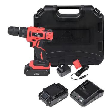Imagem de Parafusadeira Furadeira Impacto 50/60hz Worker 18w 2 Baterias 17 Itens