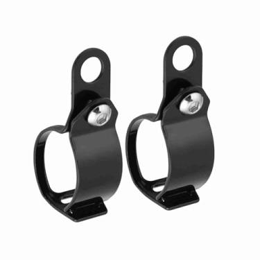 Imagem de Generic Conjunto de Suporte de Luz Giratória Em Chapa de Aço de para Scooter de Garfo Dianteiro de 30-45mm, 2 Peças, Fácil de Instalar (Preto)