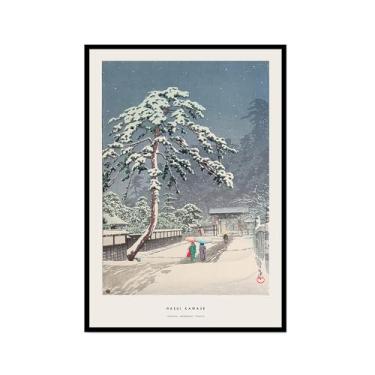 Imagem de Pôster Hasui Kawase Ohara Koson Impressões Katsushika Hokusai Pintura em Tela Onda Japonesa Arte de Parede Hiroshige Imagens para Decoração de Casa (SKU11,12 x 45,7 cm = (30 x 45 cm), Moldura preta)