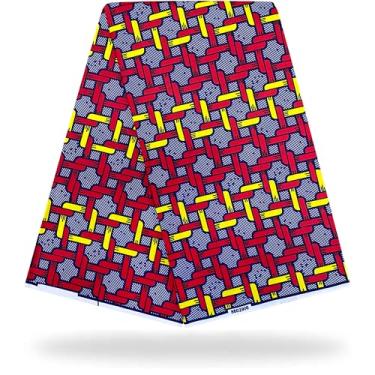 Imagem de Shenbolen Tecido africano 6 jardas Kente Cloth by The Yard Ankara Print Wax Fabrics 100% poliéster (K)