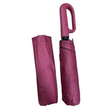 Imagem de Guarda-chuva Automático Proteção Solar UV Dobrável Anel de Fivela Com Black(M095-vinho)