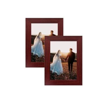 Imagem de Moldura para exibição de fotos para mesa ou parede, suporte decorativo para fotos, exibição de documentos de estilo simples para decoração de sala de escritório (marrom, 15 x 20 cm)