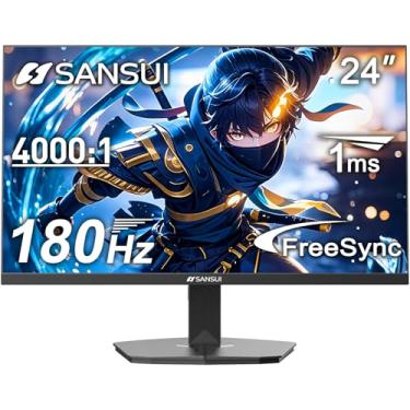 Imagem de 24 polegadas Gaming Monitor SANSUI, monitor de 165Hz IPS com DisplayPortHDMI*2 portas, FHDMonitor de computador ajustável em inclinaçãoVESA montagem cuidadosa com os olhos sem moldura (ES-G24X5 cabo