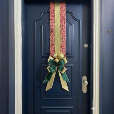 Imagem de Escapulário de Porta Fita Decorativa de Natal, Dourado e Vermelho - RIKABUNI