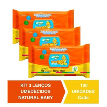 Imagem de Kit C/ 3 Lenços Umedecidos Natural Baby 100un Cada Evergreen