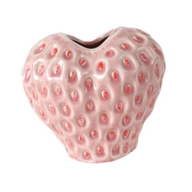 Imagem de predolo Vaso de cerâmica em formato de morango, vaso moderno para flores secas, ideal para mesa de centro ou escritório, Pink S