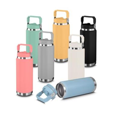 Imagem de Garrafa Térmica Parede Dupla em Aço Inox Amarela 900ml com Alça – Prático, Funcional e Ideal para o Dia a Dia