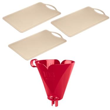 Imagem de Conjunto de 1 Suporte para Filtro de Café 103 Vermelho + 3 Tábua de Cozinha Multiuso Pequena Cinza