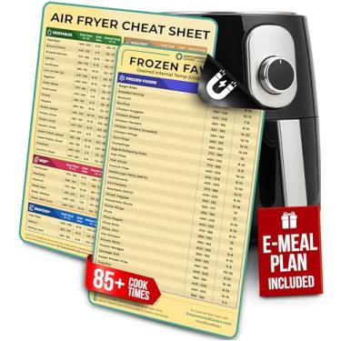Imagem de Cathy Yoder's Conjunto de folhas de batota para fritadeira a ar, acessórios para fritadeira de ar, guia de culinária de airfryer, ímã de tabela de horários de cozimento da airfryer, temperatura
