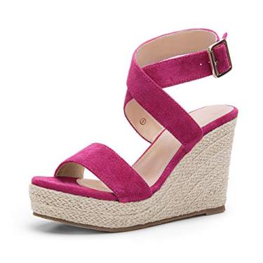 Imagem de Sandália feminina plataforma plataforma plataforma espadrille cruzada tira no tornozelo Slingback bico aberto verão salto alto, 1-rose Red, 6