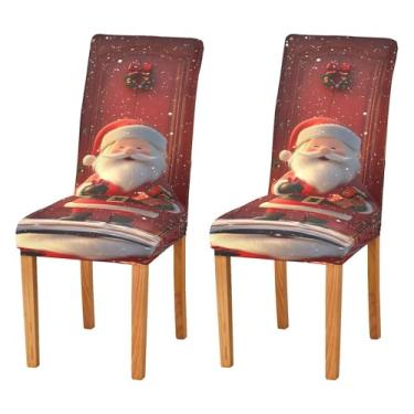 Imagem de SEHANY Conjunto de 4 capas de cadeira de gnomo de Papai Noel para sala de jantar, elástico, removível e lavável, para cozinha, hotel, festa, decoração de Natal