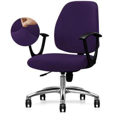 Imagem de FYTXSZ Conjunto de capas de cadeira de escritório, capa de cadeira lavável extensível, ajuste universal para cadeiras de mesa, cadeiras de jogos, capa protetora de tecido para escritório doméstico