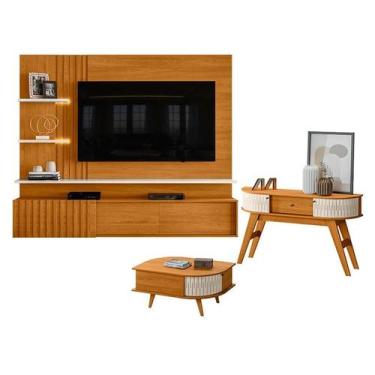 Imagem de Estante Home Theater Suspenso Atena com Aparador Estoril e Mesa de Cen