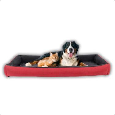 Imagem de Cama Grande para Cachorro e Gato – Caminha Pet Confortável com Laterais Altas e Fundo Impermeável(Tex Vermelho)