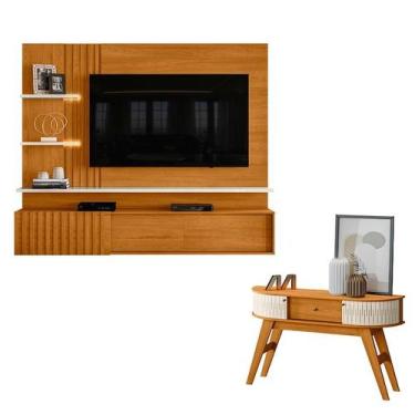 Imagem de Estante Home Theater Suspenso Atena com Aparador Estoril Cinamomo Off 