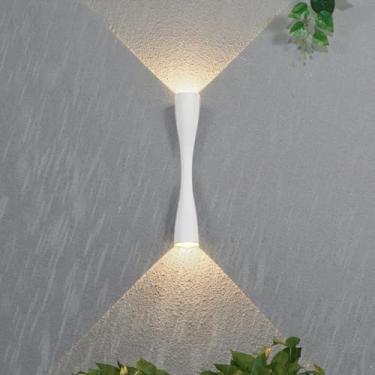 Imagem de GZZBMY LED Exterior apliques de parede IP65 impermeáveis metal alumínio candeeiros de parede criativo moderno up down iluminação interior / exterior para jardim varanda terraço (branco luz neutra, 16